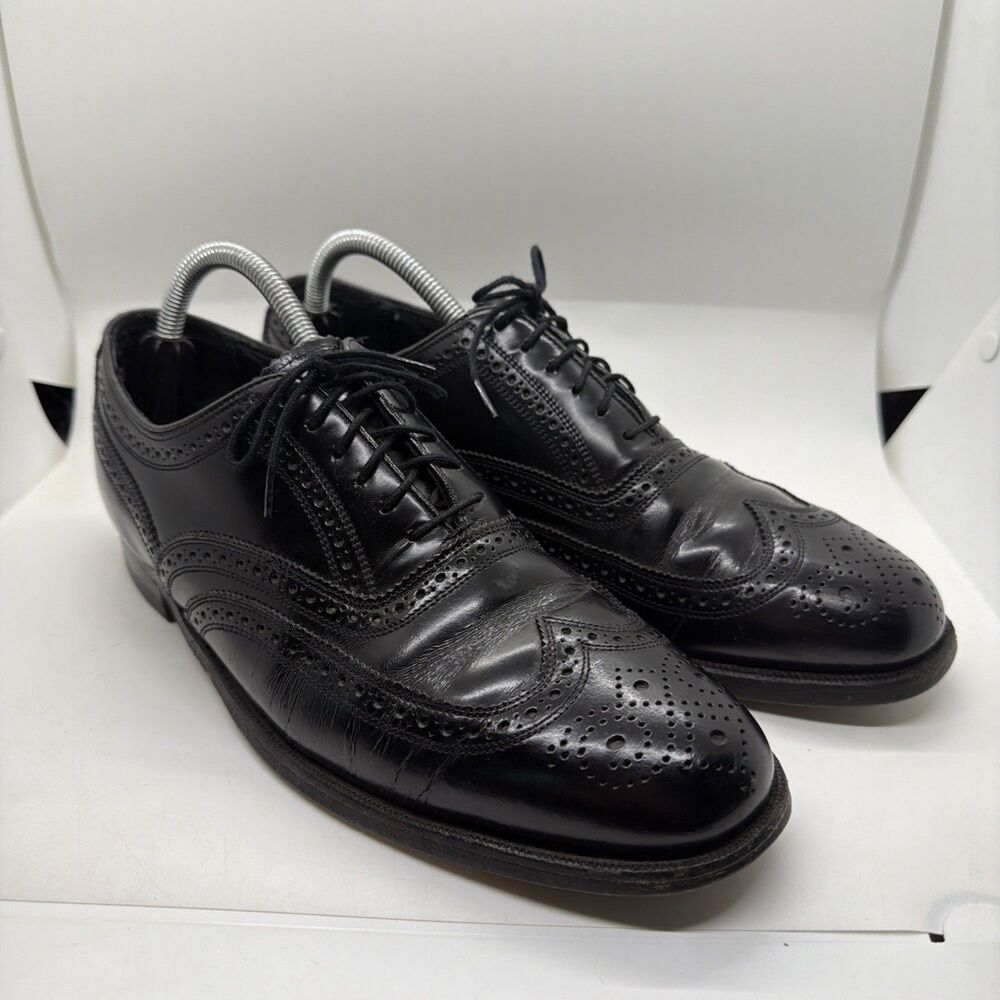 Florsheim Imperial Dress Shoes Men's Size 8.5 D 92345 Black Leather Wingtip USA